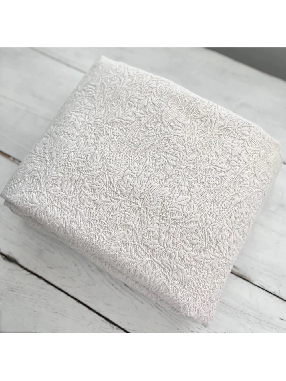 Morris & Co Jacquard Bird Floral Damask Texture Cotton Duvet QUEEN Cover Beige